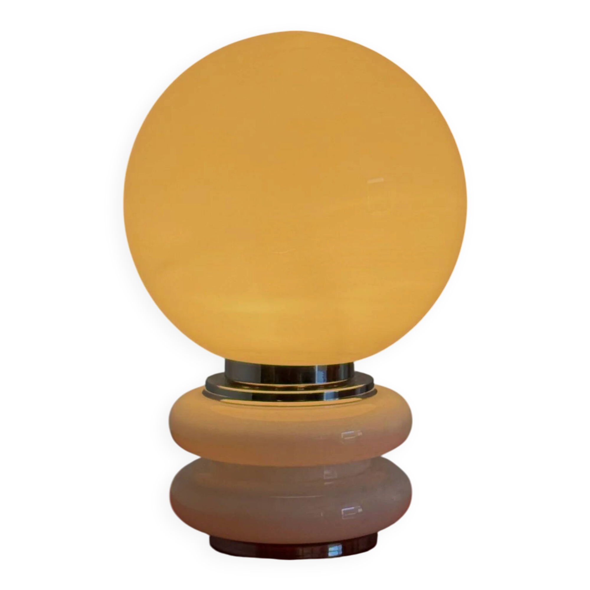 White glass Space Age table lamp in globe shape