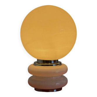 White glass Space Age table lamp in globe shape