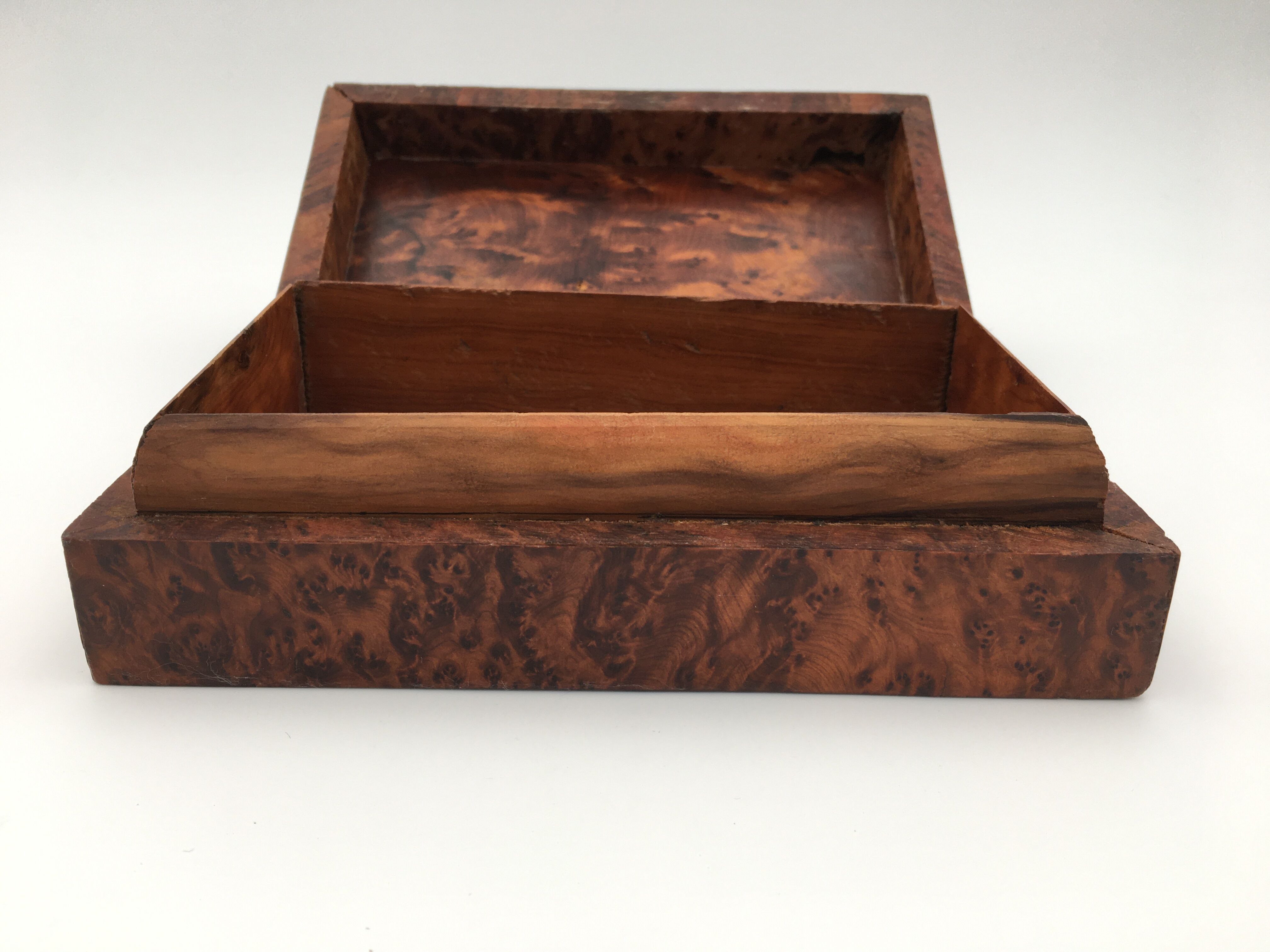 Ancient box, walnut magnifying glass box, early 20th century