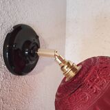Vintage red glass wall light