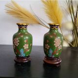 Miniature cloisonné enamel vases
