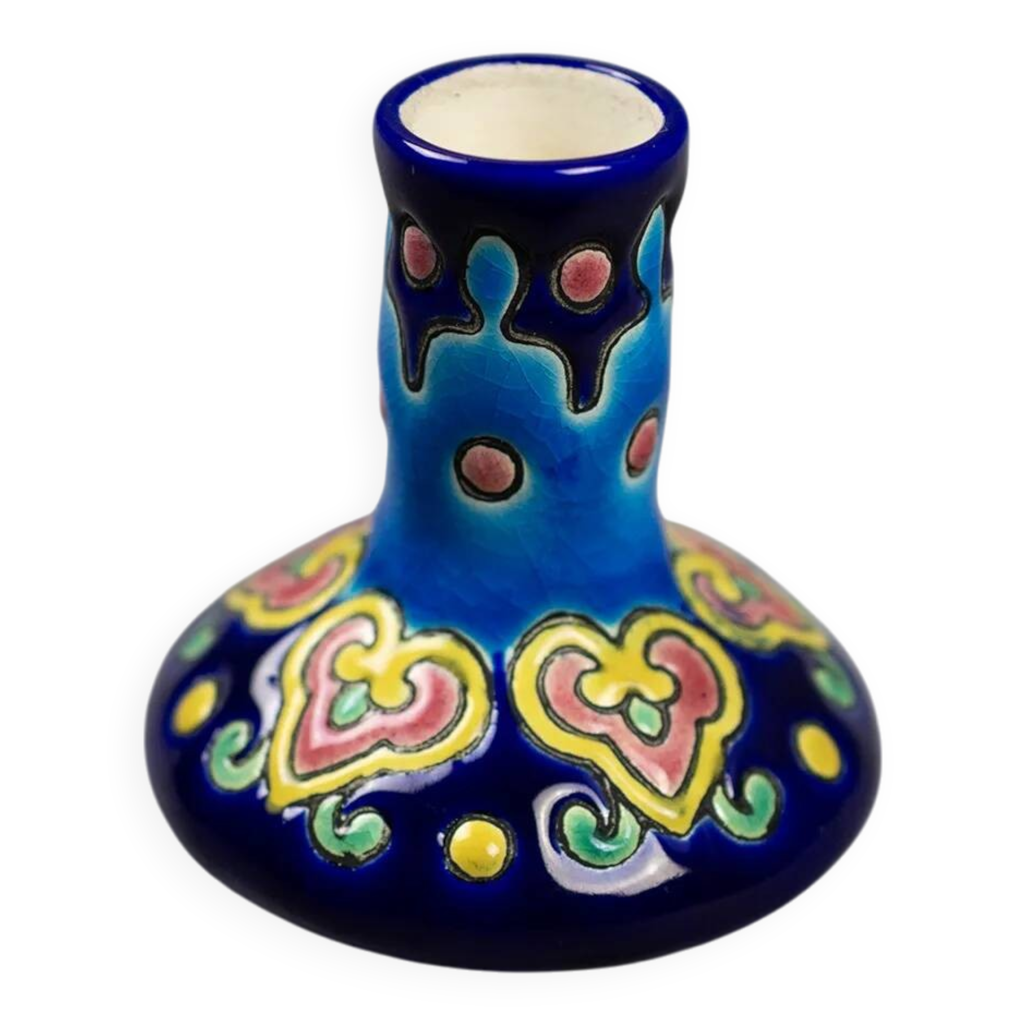 Vase miniature en émaux de Longwy – Style Art Déco