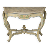 Italian console painted and sculpted – Wood top with faux marble appearance – 19th century