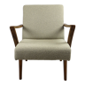 Beige boucle walnut lounge chair, 1970s