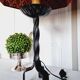 Grande Lampe de Table des années 60 en fer tourné et forgé avec un grand abat-jour vintage en velour