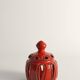 Lampe à bougie en céramique faite à la main couleur rouge homard, par Barbro Sundelin pour Basun Keramik