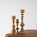 Scandinavian Wooden Candleholders, Set of 3