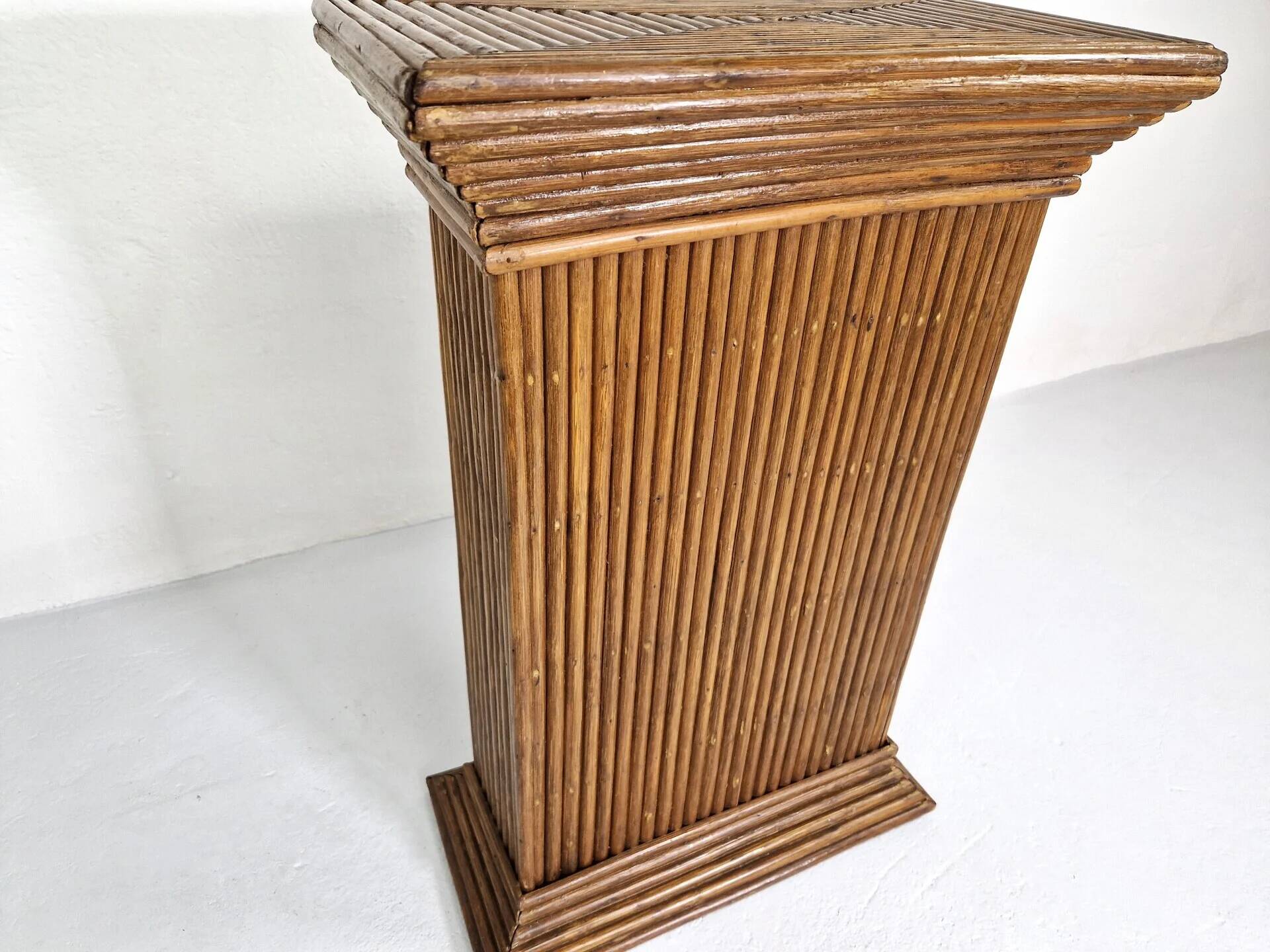Gabriella Crespi style pencil reed planter stand, 1970s