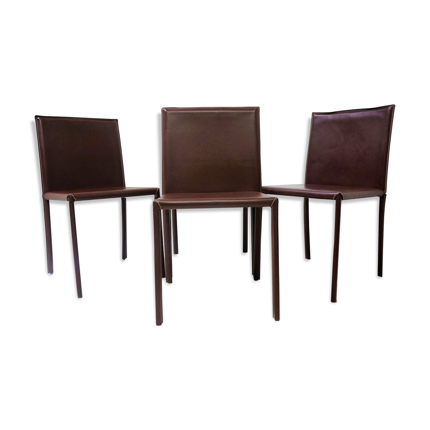 Series of 4 Italian leather chairs