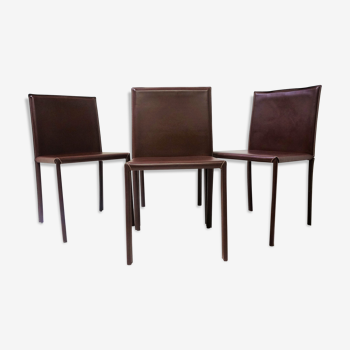 Series of 4 Italian leather chairs