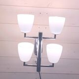 Fontana Arte, Set of 3 4-Light Wall Lamps, White Murano Glass, Italy