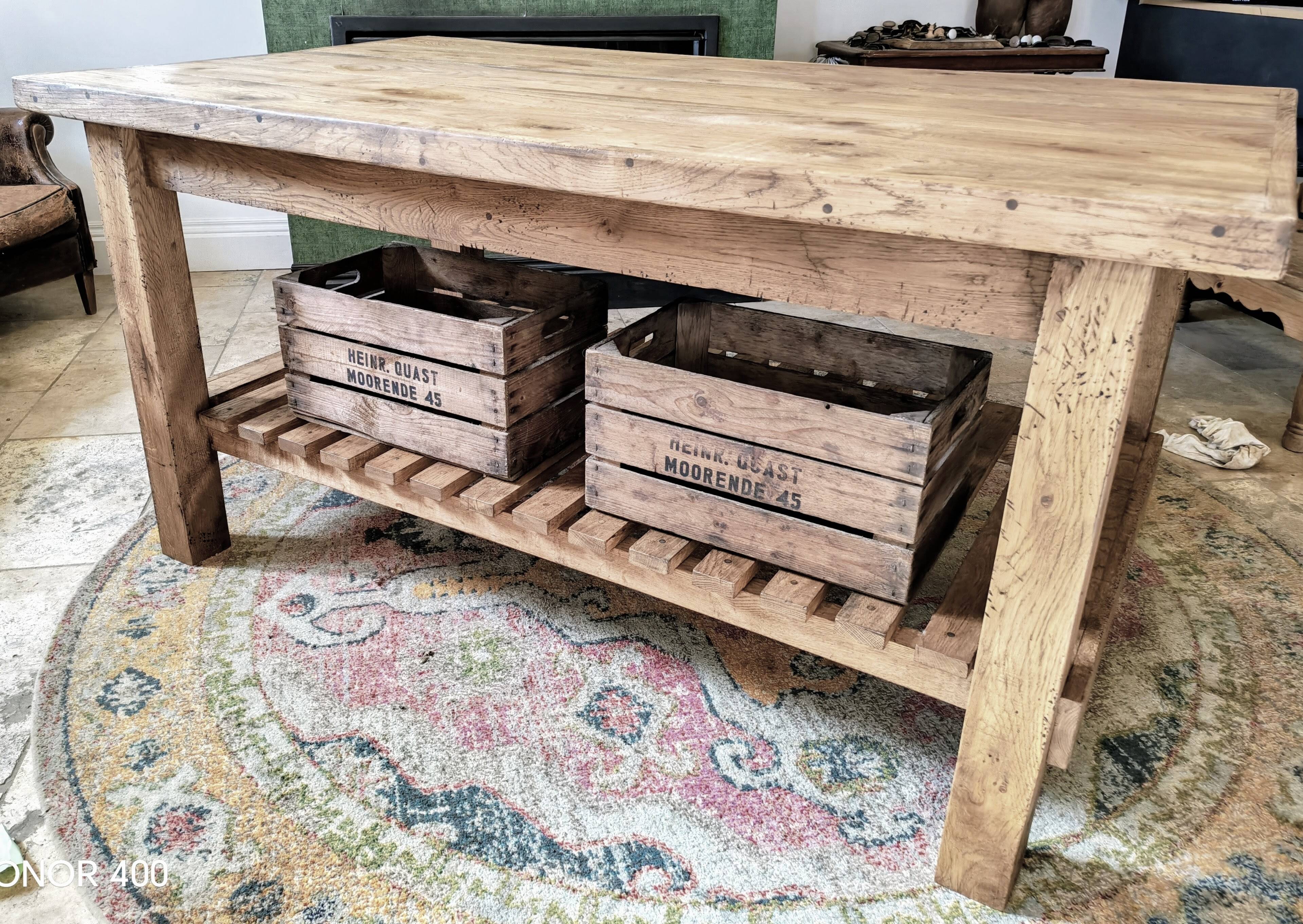 XXL solid oak kitchen island/worktop 180 x 105