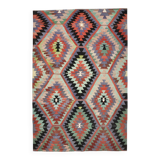 6x8 Geometric Handmade Wool Oushak Area Kilim Rug, 170x255Cm