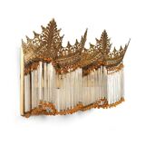 Gilt bronze chandelier with tassels with matching sconces