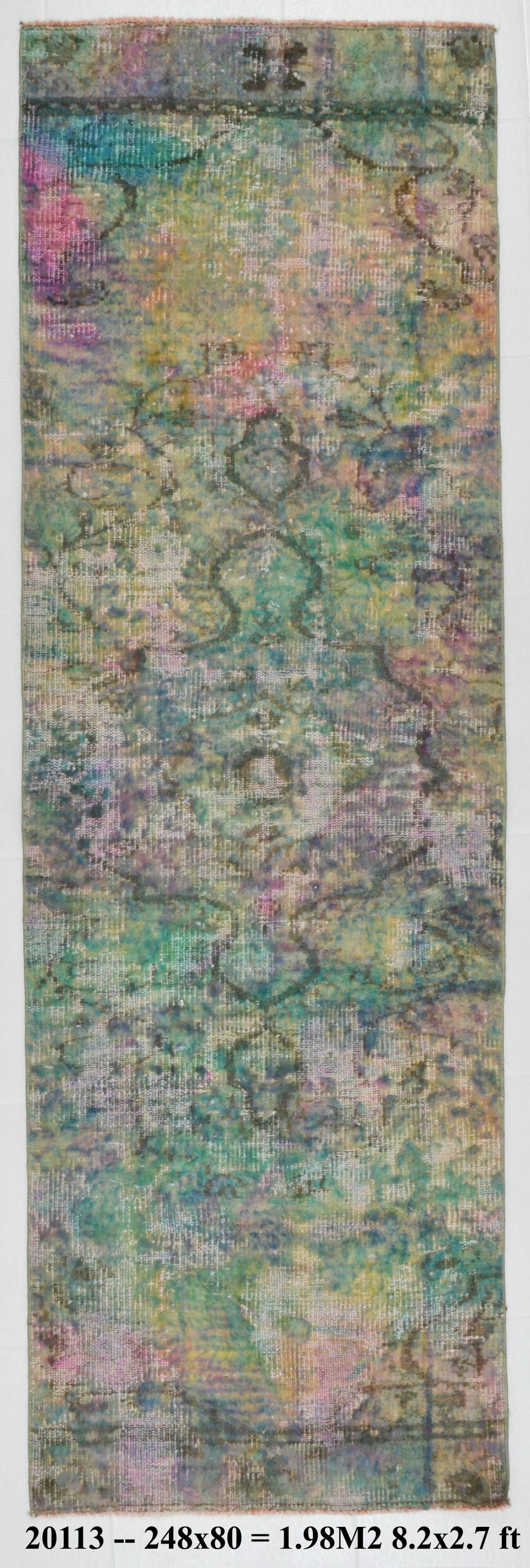 2x8 Multicolor Vintage Runner Rug, 80x248Cm