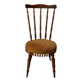 Chaise en bois et velours jaune