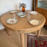 Table à manger extensible ovale Art Déco en bois
