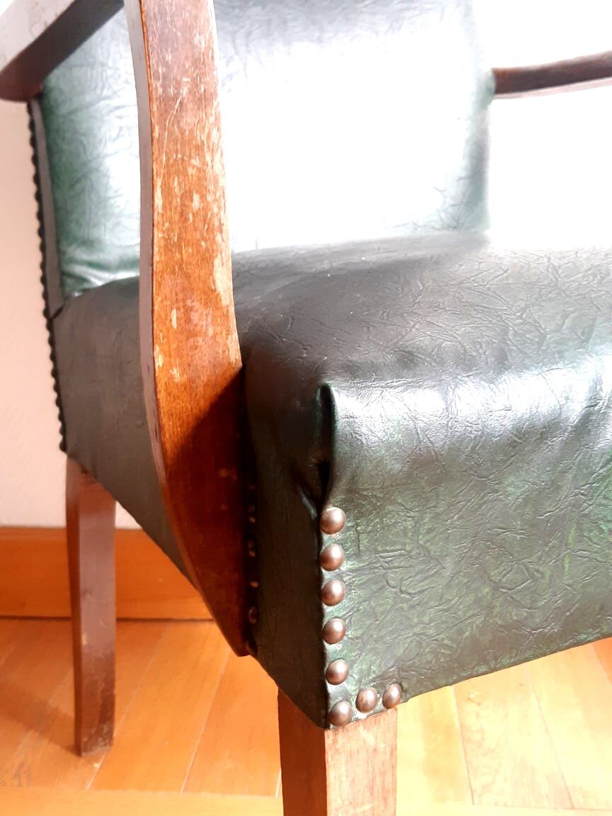 Pair of 1940 bridge armchairs in skaï