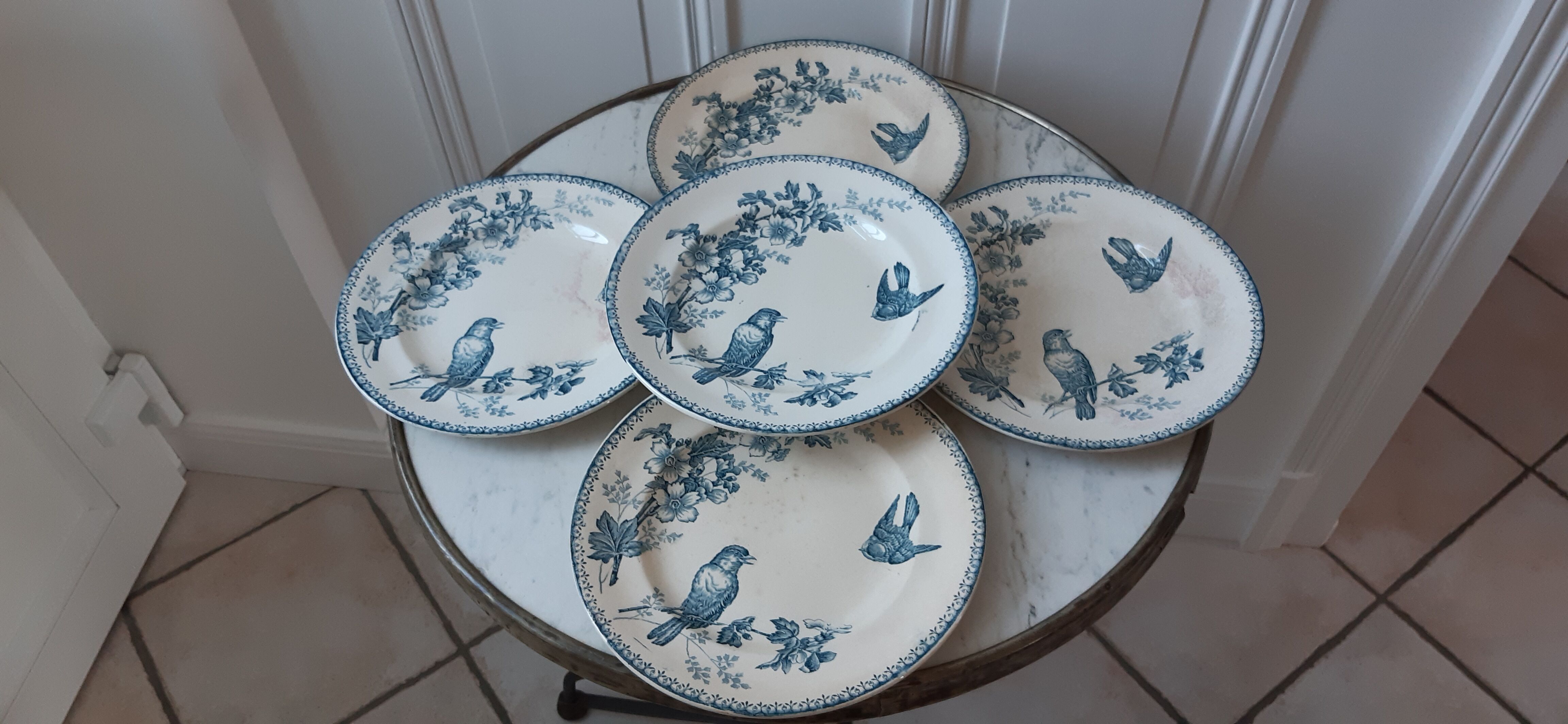 Set of 5 flat plates Iron Earth Longwy model ""
