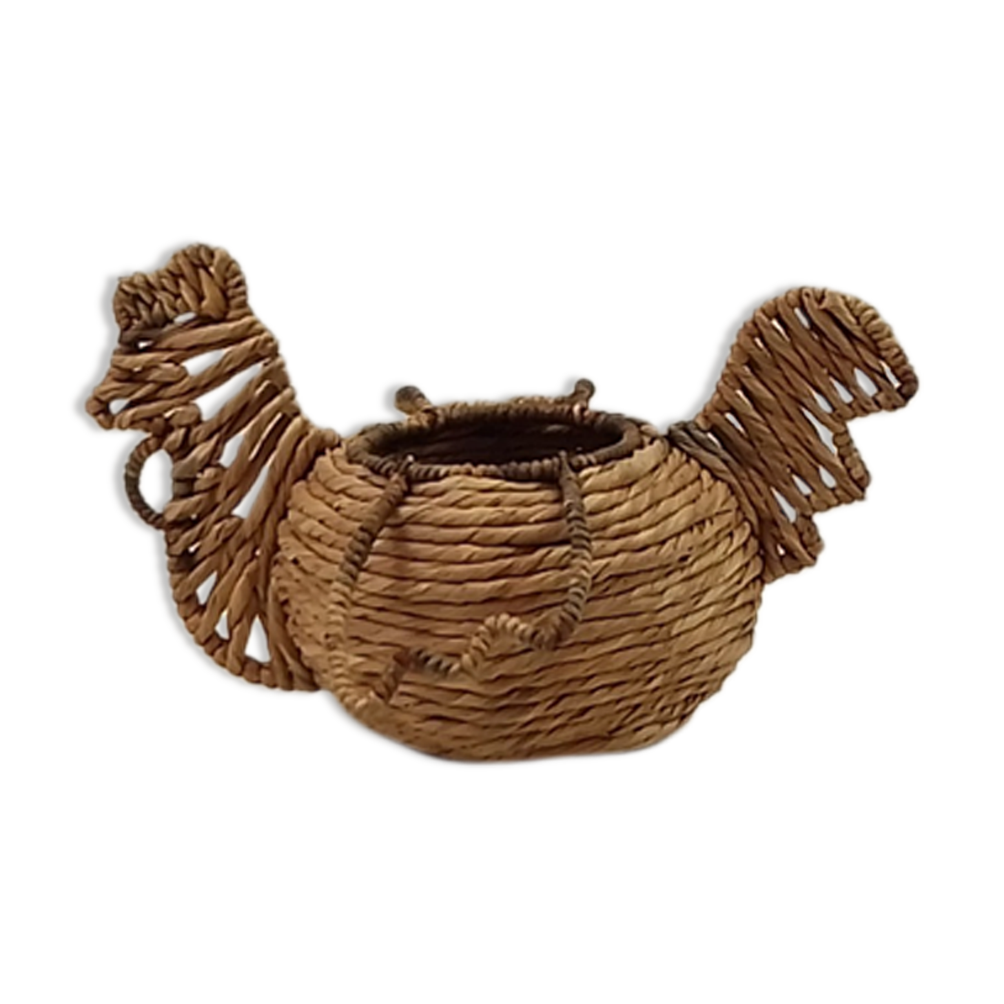 Hen-shaped wicker egg basket