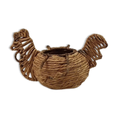 Panier à œufs en osier forme poule