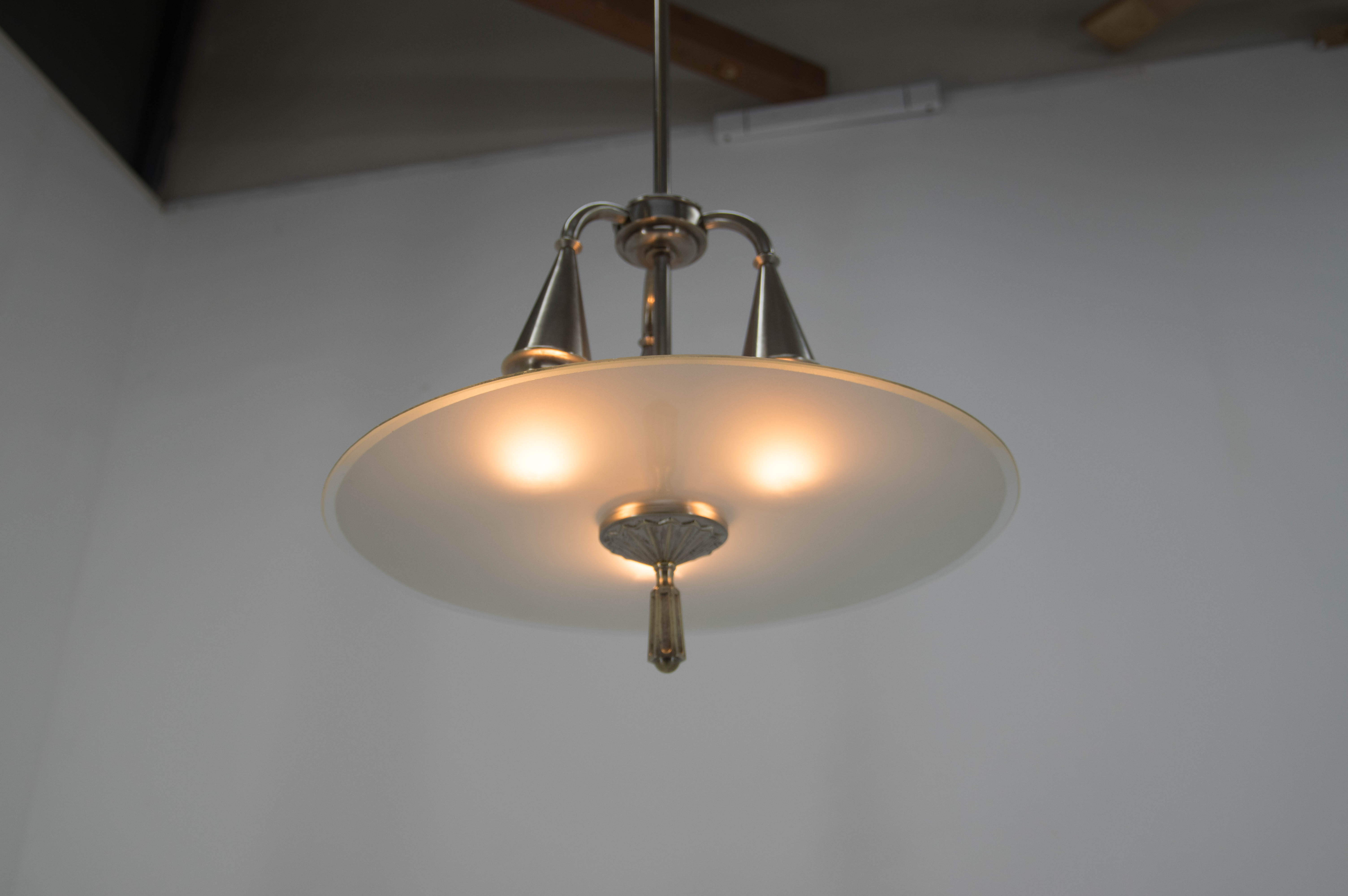Art Deco Nickel-plated Chandelier, 1920s