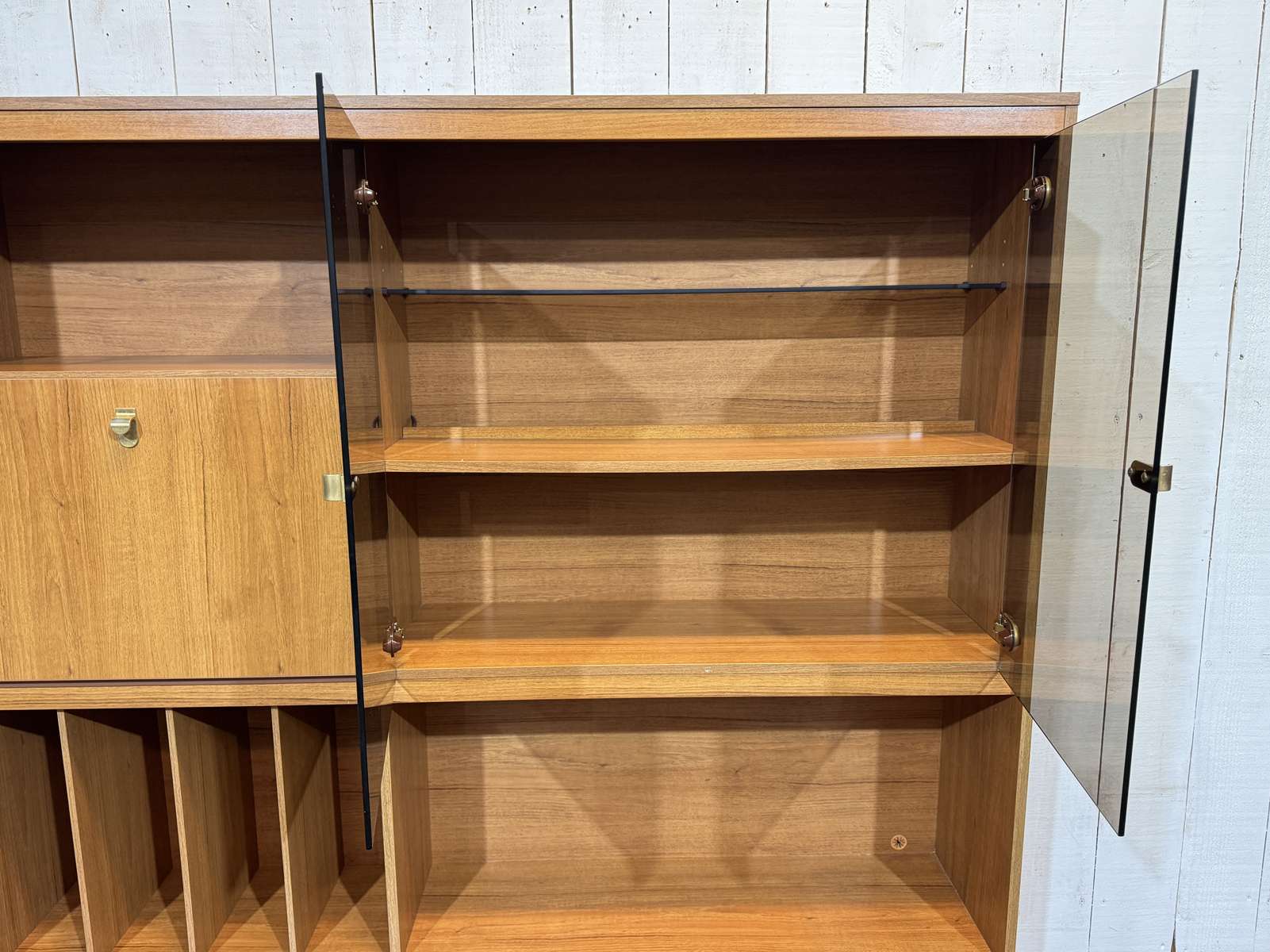 Teak veneer buffet bar from the 1980s.