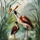 Huile sur toile nature morte représentant des flamands roses