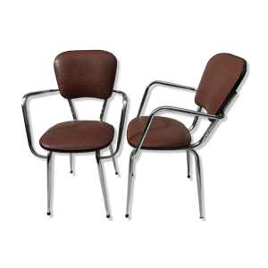 2 fauteuils cuisine métal chromé