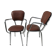 2 60's brown leatherette chrome metal kitchen armchairs