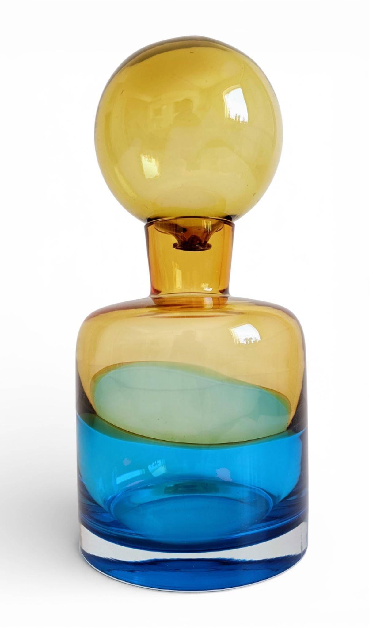 Sommerso Murano Art Glass Bottle In The Style of Flavio Poli for Seguso