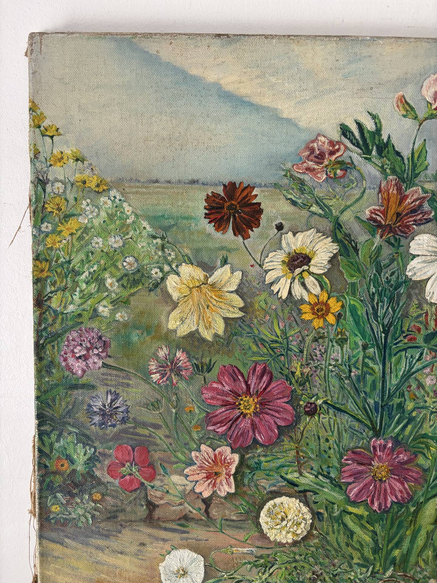 The cross bouquet, oil on canvas signed Maurice Bouillot 1947
