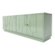 Buffet vintage des années 1970, vert pastel, relief, finition brillante, chrome