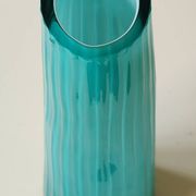 Design Horn/Curved Vase with Ribbed Effects. Turquoise Blue
