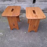 Vintage pine stool, side table