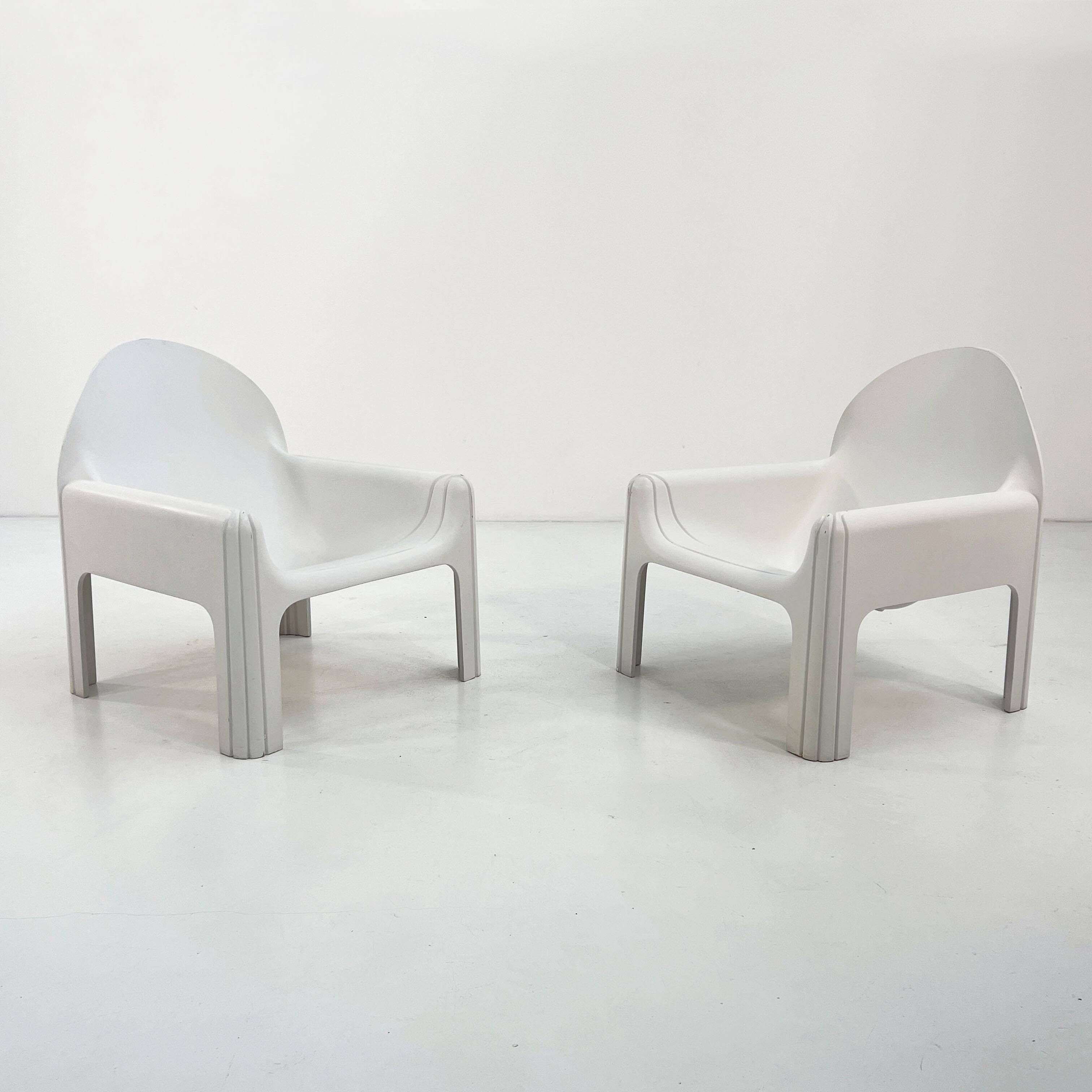 Pair of White Armchairs Model 4894 by Gae Aulenti for Kartell, 1970