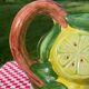 Hand-painted lemon barbotine pitcher vintage Italy