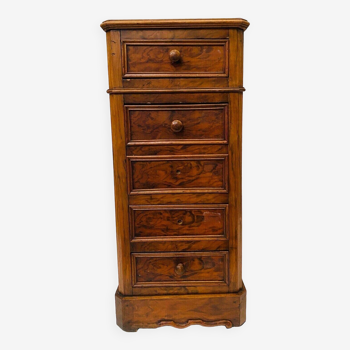 Burl walnut chiffonier bedside table 19th century