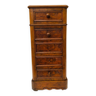 Burl walnut chiffonier bedside table 19th century