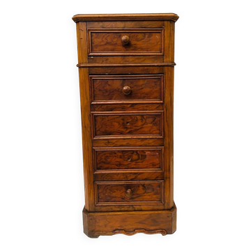 Chevet chiffonier en ronce de noyer XIX siècle