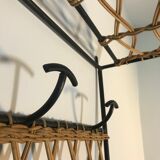 Vintage rattan wall coat rack 1950-60