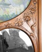 Important Carved Walnut Trumeau Mirror, Art Nouveau, France, Circa 1900
