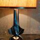 Lampe moderniste métal chromé années 70, abat-jour en toile beige