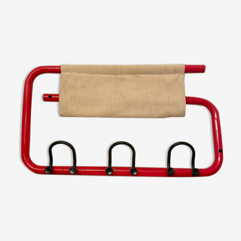 Wall coat rack with canvas storage, 1970