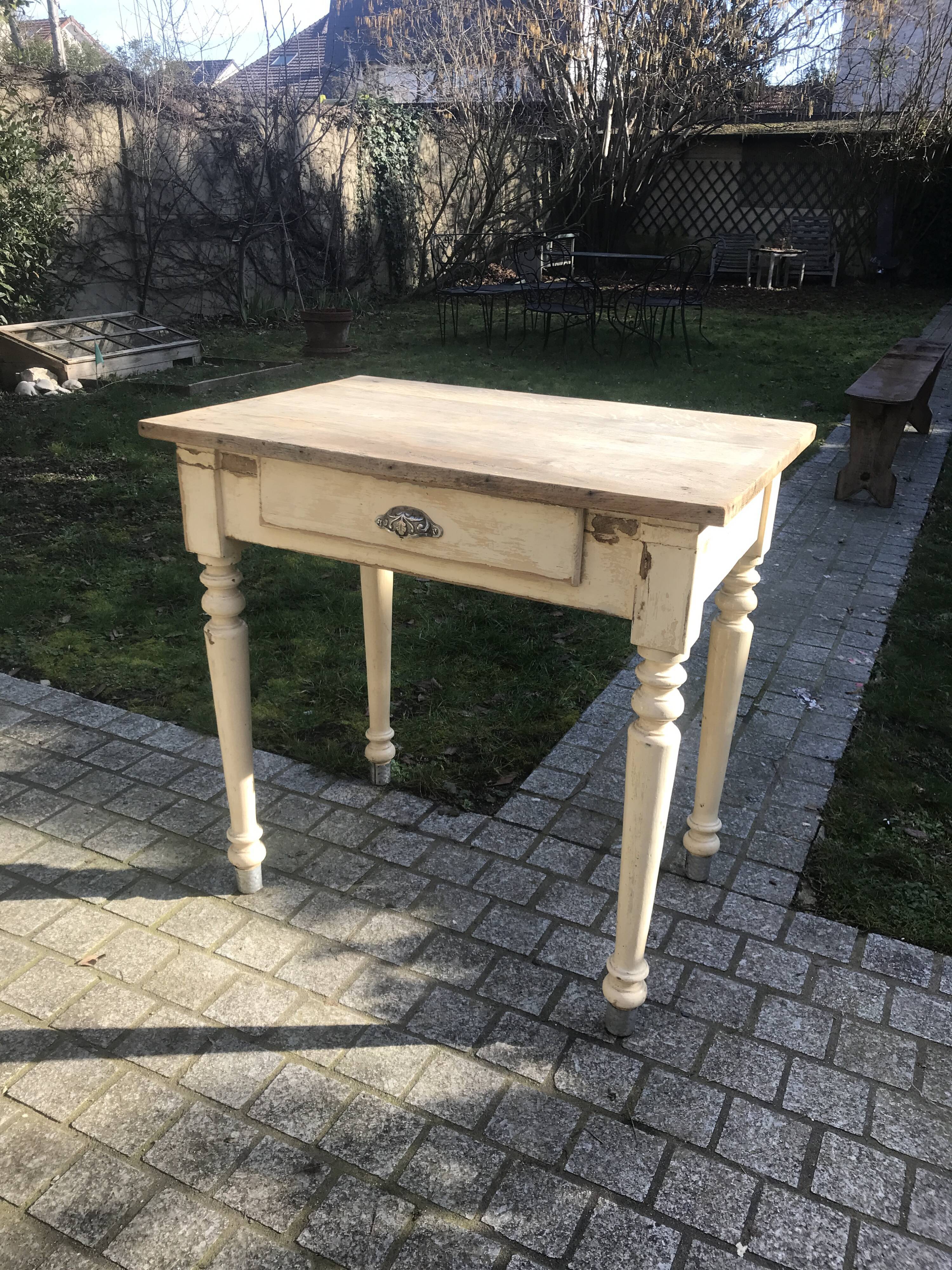 Ancient small farm kitchen table 1940
