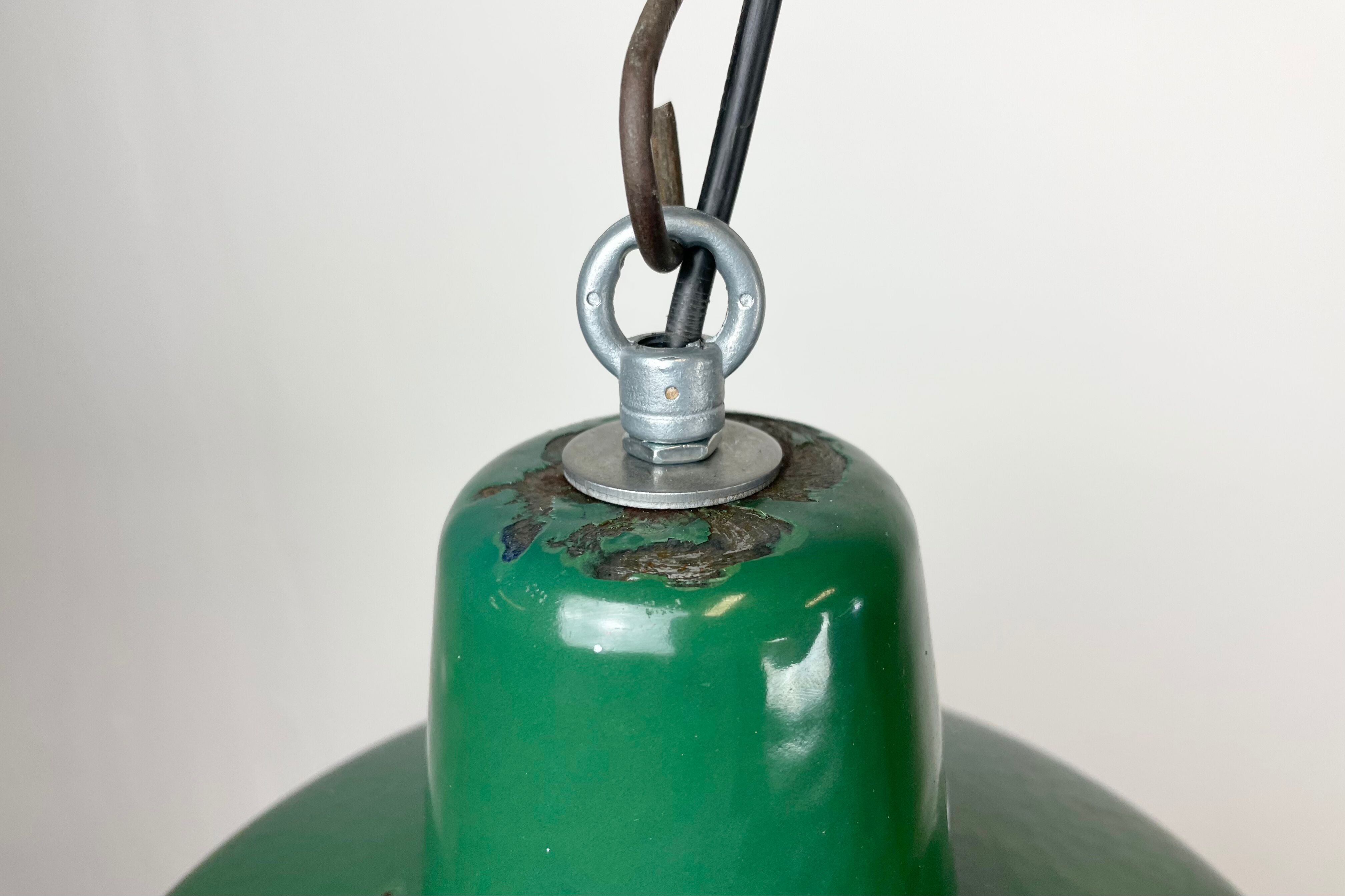 Industrial Green Enamel Pendant Lamp, 1960s