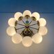 German brass ceiling lamp in mid-century modern space style by Kaiser Leuchten, 1960s.