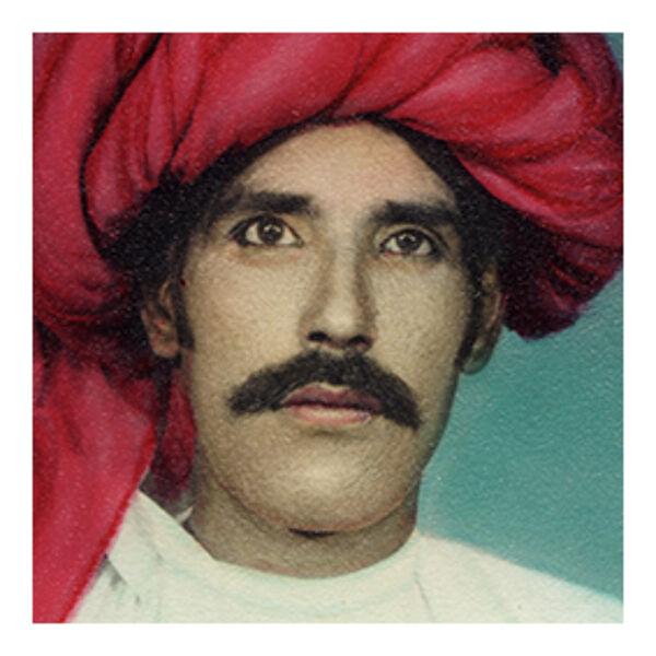 Devendra portrait photographie peinte à la main Rajasthan années 60