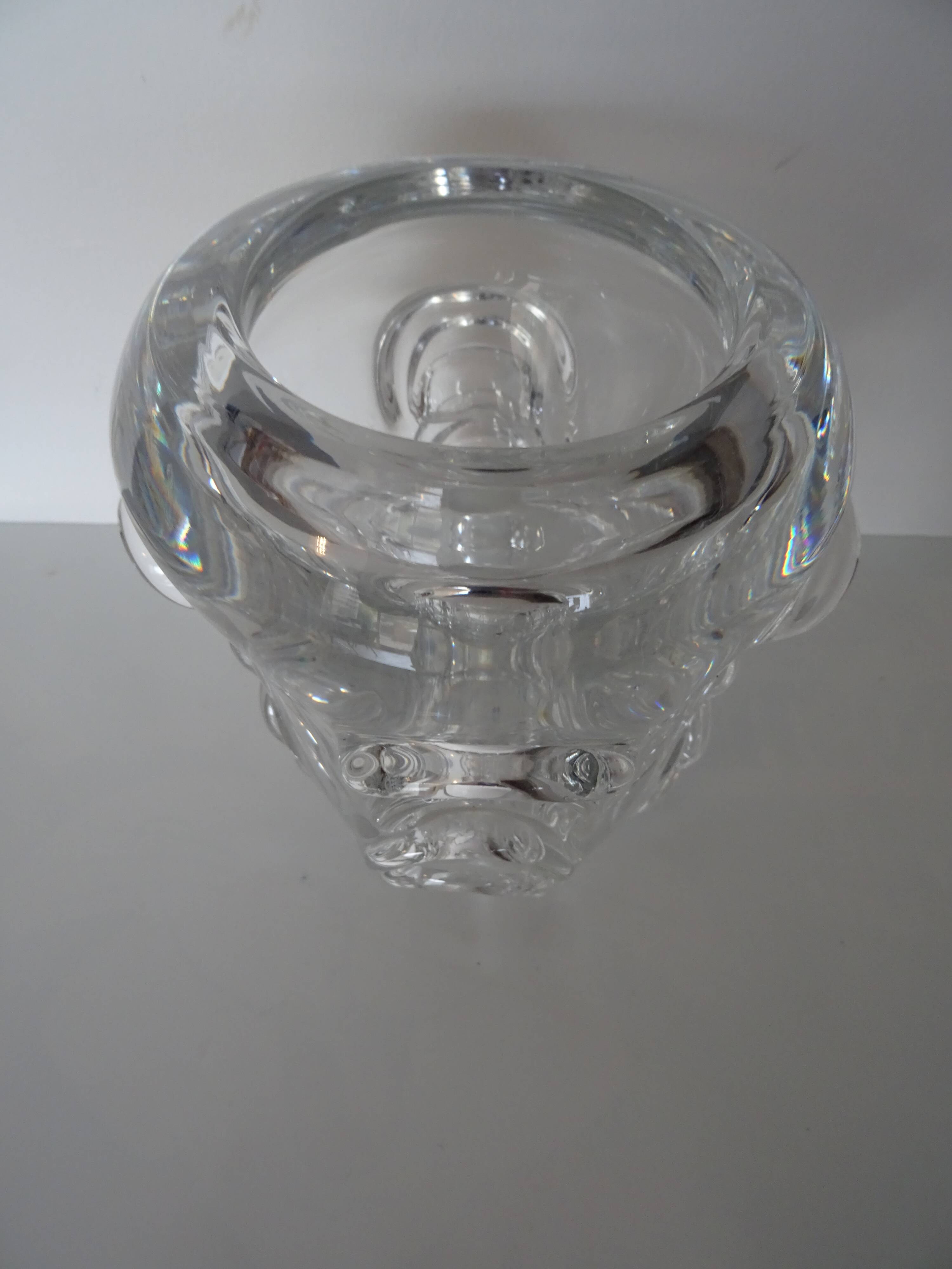 Val Saint Lambert crystal sculptural vase design Antonio and Guido Bon
