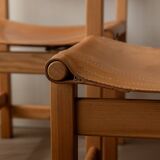 Vintage Kotka Dining Chairs Tomas Jelinek IKEA, Pine Leather 1980s Set of 6